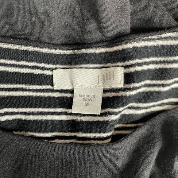 J. Jill Top womens Medium Black White Stripe Layered Cotton Modal Long Sleeve‎ - Picture 5 of 8